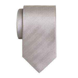Silver Plain Herringbone Tie