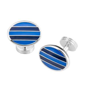 Blue & Navy Stripe Oval Cufflink