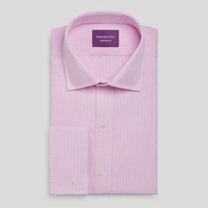 Pink Gingham Check Poplin Men's Shirt Available in Four Fits (GCP)