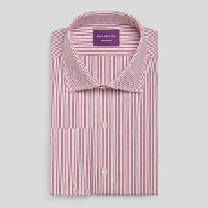 Red Edinburgh Stripe Poplin Men's Shirt Available in Four Fits (ESR)