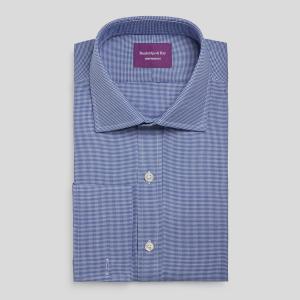Navy Houndstooth Check Twill Men's Shirt Available in Four Fits (HTN)