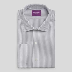 Charcoal Edinburgh Stripe Poplin Men's Shirt Available in Four Fits (ESJ)