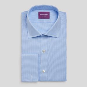 Sky Houndstooth Check Twill Men's Shirt Available in Four Fits (HTS)