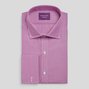 Magenta Mayfair Stripe Poplin Men's Shirt Available in Four Fits (MSM)