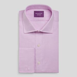 Lilac Large Prince of Wales Check Poplin Men's Shirt Available in Four Fits (PLL)