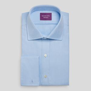 Sky Royal Herringbone Men's Shirt Available in Four Fits (RHS)