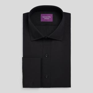 Black Plain Poplin Men's Shirt Available in Four Fits (PPK)