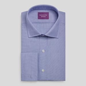 Navy End on End Poplin Men's Shirt Available in Four Fits (EEN)