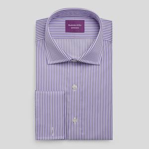 Purple Chelsea Stripe Twill Men's Shirt Available in Four Fits (CLU)