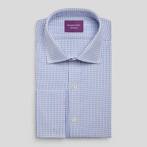 Navy York Check Oxford Men's Shirt Available in Four Fits (YRN)