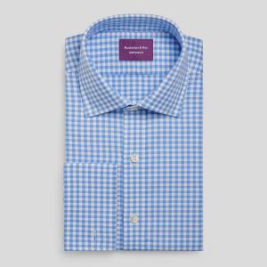 Sky Gingham Oxford Check Men's Shirt Available in Four Fits (GOS)