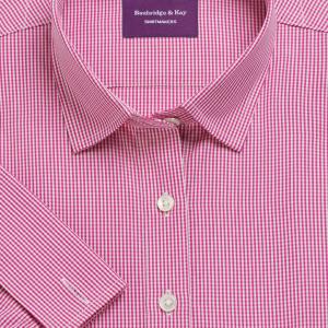 Raspberry Gingham Check Poplin Women's Shirt Available in Six Styles (GCM)