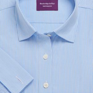 Sky Gingham Check Poplin Women's Shirt Available in Six Styles (GCS)