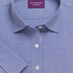 Navy Prince of Wales Check Twill Women's Shirt Available in Six Styles (PTN)