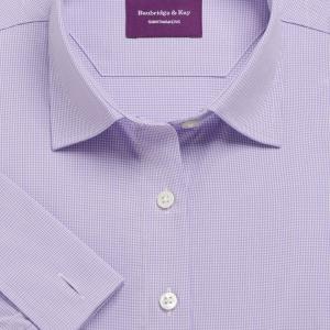 Lilac Houndstooth Check Twill Women's Shirt Available in Six Styles (HTL)