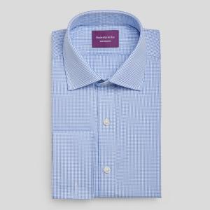 Non-Iron Sky Gingham Check Poplin Men's Shirt Available in Four Fits (*GCS)