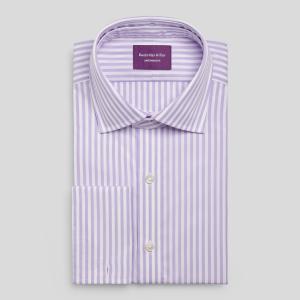 Lilac Bengal Stripe Poplin Men's Court Tunic Shirt Available in Four Fits (BGL)