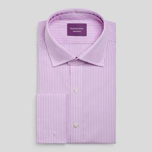 Lilac Mayfair Stripe Poplin Men's Court Tunic Shirt Available in Four Fits (MSL)