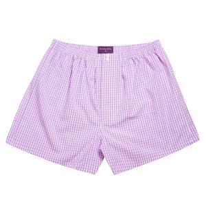 Lilac Bold Check Poplin Boxer Shorts